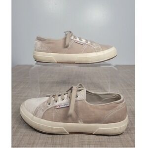 Superga 2750 Cotu Velvet Sneakers Taupe Beige Low Top Shoes Womens 7.5 S00DJR0